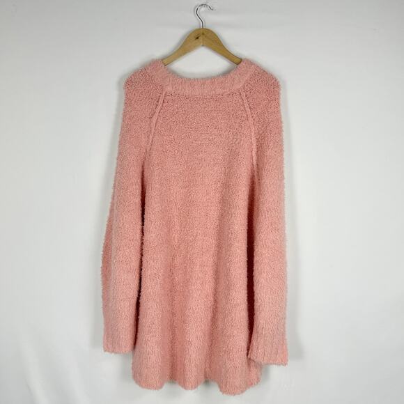 Free People Womens Teddy Oversize Tunic Sweater XL Pale Rosette Wool Blend - Picture 8 of 15